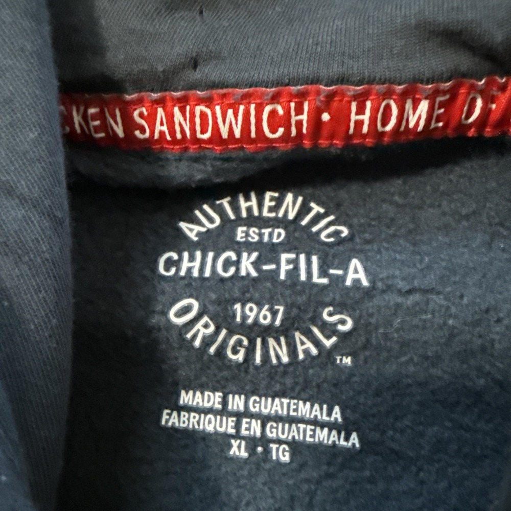 Chick-Fil-A Originals Blue Waffle Fry Heart Hoodie Sweatshirt Mens XL - Picture 3 of 10
